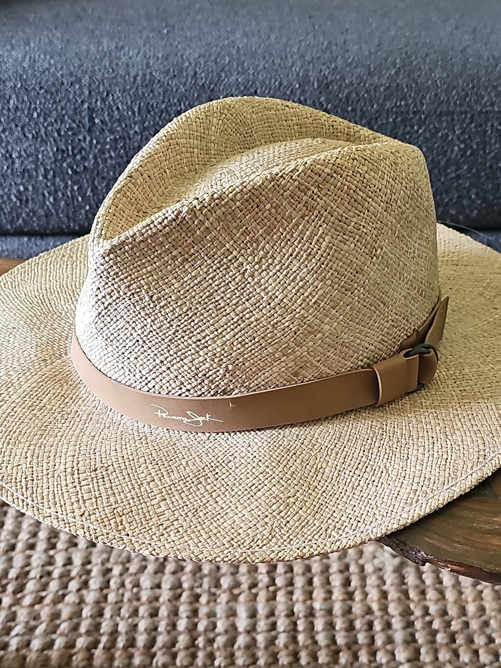 Panama Jack Natural Straw Sun Hat with Tan Inner Band